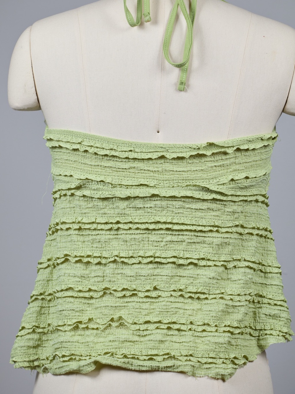 Light Green Ruffled Halter Tank Top - Picture 3 of 3